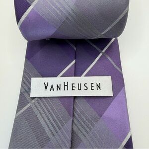 Van Heusen Lavender and Gray Checkered Tie